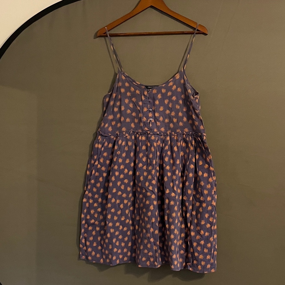 French Connection Navy and Mustard Button-Down Top